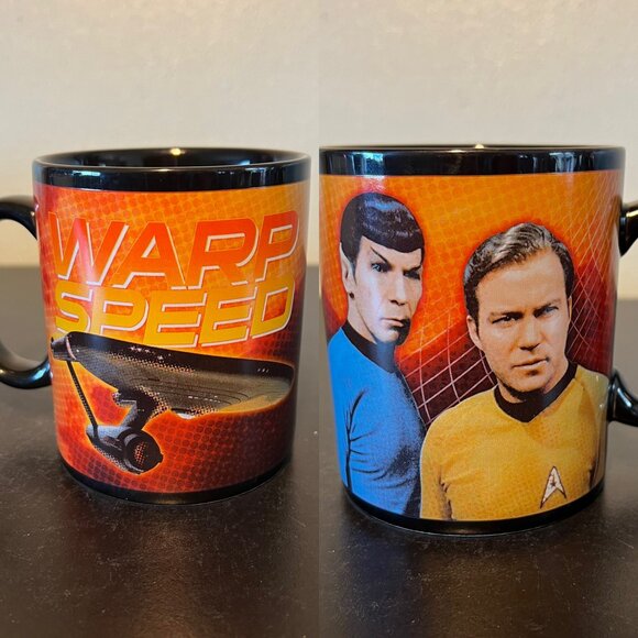 Vintage STAR TREK Captain Kirk & Spock WARP SPEED Mug ~ William Shatner ~ Nimoy - Picture 2 of 10